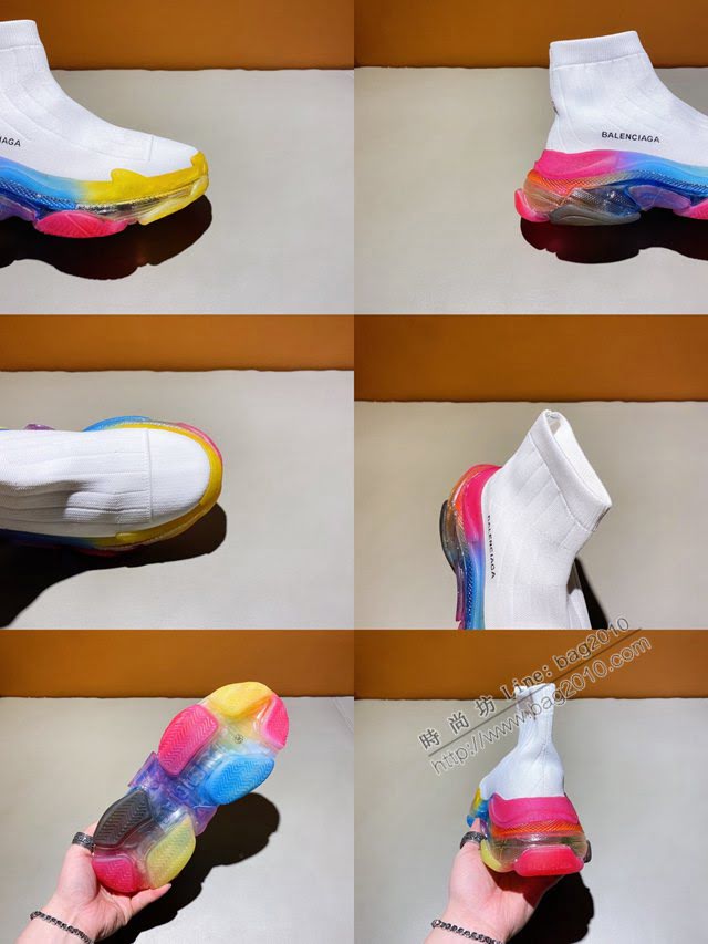 Balenciaga經典款男女鞋 巴黎世家頂級版本Triple-s高幫襪子鞋 巴黎世家復古做舊慢跑鞋 Balenciaga情侶款老爹鞋  hdbl1181